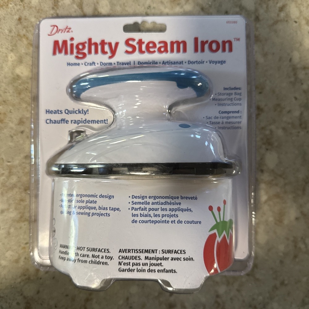 Dritz Mighty Travel Steam Iron, Mini Iron for Quilting Crafts & Sewing NEW